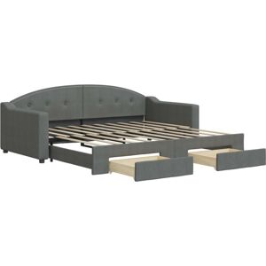 BONNEVIE Single bed,Daybed with Trundle&Drawers without Mattress Dark Grey 90x190 cm Single CFW33844 BONNEVIE Single bed,Daybed with Trundle&Drawers without Mattress Dark Grey 90x190 cm Single CFW33844