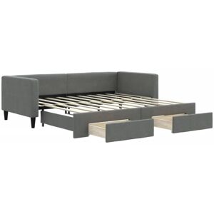 BONNEVIE Single bed,Daybed with Trundle&Drawers without Mattress Dark Grey 90x190 cm Single CFW42882 BONNEVIE Single bed,Daybed with Trundle&Drawers without Mattress Dark Grey 90x190 cm Single CFW42882