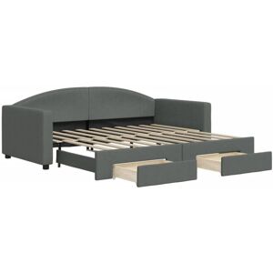 BONNEVIE Single bed,Daybed with Trundle&Drawers without Mattress Dark Grey 90x190 cm Single CFW71991 BONNEVIE Single bed,Daybed with Trundle&Drawers without Mattress Dark Grey 90x190 cm Single CFW71991