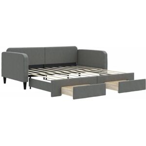 BONNEVIE Single bed,Daybed with Trundle&Drawers without Mattress Dark Grey 90x190 cm Single CFW96133 BONNEVIE Single bed,Daybed with Trundle&Drawers without Mattress Dark Grey 90x190 cm Single CFW96133