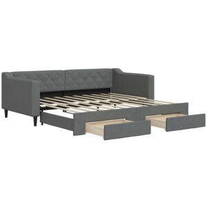BONNEVIE Single bed,Daybed with Trundle&Drawers without Mattress Dark Grey 90x190 cm Single CFW99844 BONNEVIE Single bed,Daybed with Trundle&Drawers without Mattress Dark Grey 90x190 cm Single CFW99844