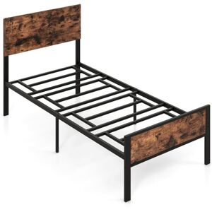 Single Size Metal Bed Frame Platform Bed w/ Headboard & Footboard - Costway Single Size Metal Bed Frame Platform Bed w/ Headboard & Footboard - Costway