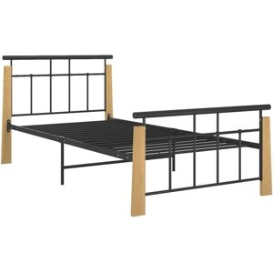 Bed Frame without Mattress Metal and Solid Oak Wood 90x200 cm Vidaxl Bed Frame without Mattress Metal and Solid Oak Wood 90x200 cm Vidaxl