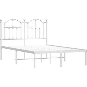 JINLEFU Metal Bed Frame without Mattress with Headboard White 120x200cm vidaXL JINLEFU Metal Bed Frame without Mattress with Headboard White 120x200cm vidaXL