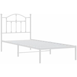 JINLEFU Metal Bed Frame without Mattress with Headboard White 90x190cm vidaXL JINLEFU Metal Bed Frame without Mattress with Headboard White 90x190cm vidaXL