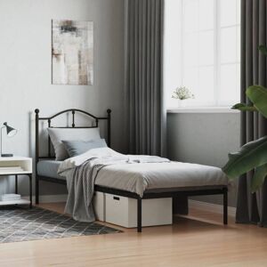 JINLEFU Metal Bed Frame without Mattress with Headboard Black 90x200cm vidaXL JINLEFU Metal Bed Frame without Mattress with Headboard Black 90x200cm vidaXL
