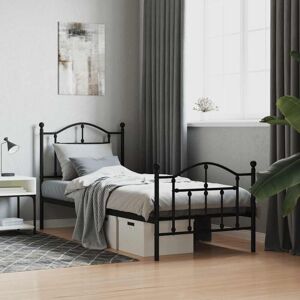vidaXL Black Metal Bed Frame 90x190 - Bed Frame vidaXL Black Metal Bed Frame 90x190 - Bed Frame