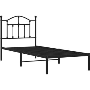 JINLEFU Metal Bed Frame without Mattress with Headboard Black 90x190cm vidaXL JINLEFU Metal Bed Frame without Mattress with Headboard Black 90x190cm vidaXL