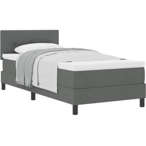 Box Spring Bed with Mattress Dark Grey 90 x 190 cm Fabric vidaXL Box Spring Bed with Mattress Dark Grey 90 x 190 cm Fabric vidaXL