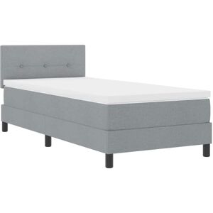 Box Spring Bed with Mattress Light Grey 90 x 190 cm Fabric vidaXL Box Spring Bed with Mattress Light Grey 90 x 190 cm Fabric vidaXL