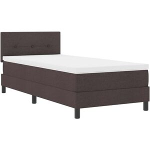 Box Spring Bed with Mattress Dark brown 90 x 190 cm Fabric vidaXL Box Spring Bed with Mattress Dark brown 90 x 190 cm Fabric vidaXL