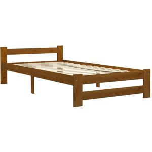 Jinlefu - Bed Frame without Mattress Honey Brown Solid Pine Wood 90x200 cm vidaXL Jinlefu - Bed Frame without Mattress Honey Brown Solid Pine Wood 90x200 cm vidaXL