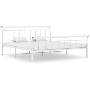 JINLEFU Bed Frame without Mattress White Metal 160x200 cm vidaXL JINLEFU Bed Frame without Mattress White Metal 160x200 cm vidaXL