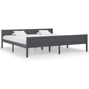 JINLEFU Bed Frame without Mattress Solid Pinewood Grey 200x200 cm vidaXL JINLEFU Bed Frame without Mattress Solid Pinewood Grey 200x200 cm vidaXL