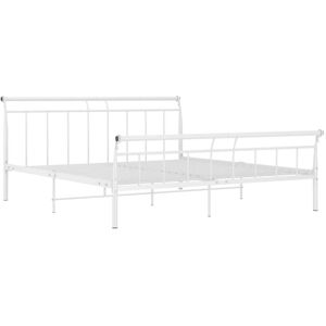 JINLEFU Bed Frame without Mattress White Metal 200x200 cm vidaXL JINLEFU Bed Frame without Mattress White Metal 200x200 cm vidaXL