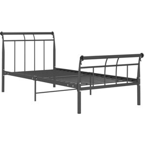 JINLEFU Bed Frame without Mattress Black Metal 100x200 cm vidaXL JINLEFU Bed Frame without Mattress Black Metal 100x200 cm vidaXL