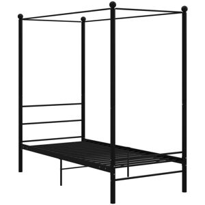 JINLEFU Canopy Bed Frame without Mattress Black Metal 100x200 cm vidaXL JINLEFU Canopy Bed Frame without Mattress Black Metal 100x200 cm vidaXL