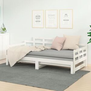 JINLEFU Pull-out Day Bed without Mattress White Solid Wood Pine 2x cm vidaXL JINLEFU Pull-out Day Bed without Mattress White Solid Wood Pine 2x cm vidaXL