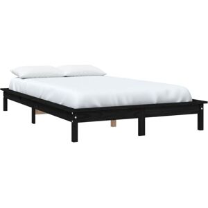 Jinlefu - Bed Frame without Mattress Black King Size Solid Wood Pine vidaXL Jinlefu - Bed Frame without Mattress Black King Size Solid Wood Pine vidaXL