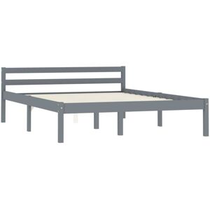 Bed Frame without Mattress Grey Solid Pine Wood 140x200 cm vidaXL Bed Frame without Mattress Grey Solid Pine Wood 140x200 cm vidaXL