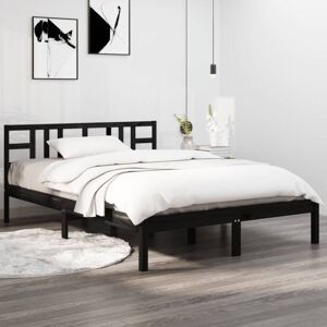 Bed Frame without Mattress Black 140x190 cm Solid Wood Vidaxl Bed Frame without Mattress Black 140x190 cm Solid Wood Vidaxl