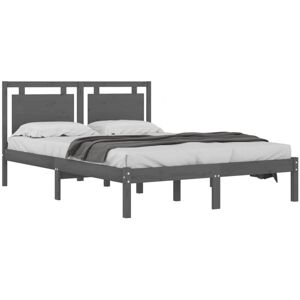 Bed Frame without Mattress Grey 200x200 cm Solid Wood Vidaxl Bed Frame without Mattress Grey 200x200 cm Solid Wood Vidaxl