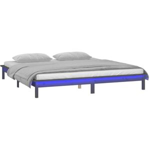 Vidaxl - led Bed Frame without Mattress Grey 120x190 cm Small Double Solid Wood Vidaxl - led Bed Frame without Mattress Grey 120x190 cm Small Double Solid Wood
