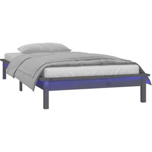 Vidaxl - led Bed Frame without Mattress Grey 75x190 cm Small Single Solid Wood Vidaxl - led Bed Frame without Mattress Grey 75x190 cm Small Single Solid Wood