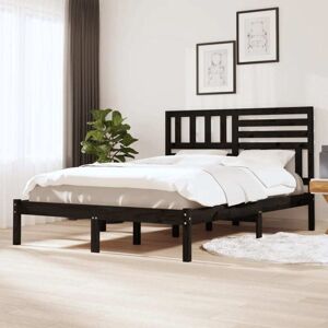 MINKUROW Bed Frame without Mattress Black Solid Wood Pine 140x190 cm vidaXL MINKUROW Bed Frame without Mattress Black Solid Wood Pine 140x190 cm vidaXL