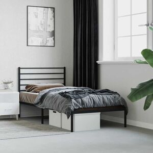 Jinlefu - Metal Bed Frame without Mattress with Headboard Black 90x200cm vidaXL Jinlefu - Metal Bed Frame without Mattress with Headboard Black 90x200cm vidaXL