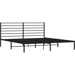 JINLEFU Metal Bed Frame without Mattress with Headboard Black 193x203cm vidaXL JINLEFU Metal Bed Frame without Mattress with Headboard Black 193x203cm vidaXL