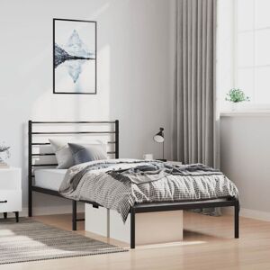JINLEFU Metal Bed Frame without Mattress with Headboard Black 100x200cm vidaXL JINLEFU Metal Bed Frame without Mattress with Headboard Black 100x200cm vidaXL