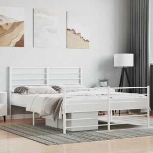vidaXL White Metal Bed Frame 120x200cm with Headboard & Footboard - Bed Type vidaXL White Metal Bed Frame 120x200cm with Headboard & Footboard - Bed Type
