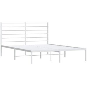 JINLEFU Metal Bed Frame without Mattress with Headboard White 120x200cm vidaXL JINLEFU Metal Bed Frame without Mattress with Headboard White 120x200cm vidaXL