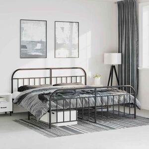 JINLEFU Metal Bed Frame without Mattress with Footboard Black 193x203cm vidaXL JINLEFU Metal Bed Frame without Mattress with Footboard Black 193x203cm vidaXL