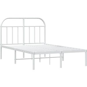 JINLEFU Metal Bed Frame without Mattress with Headboard White 120x190cm vidaXL JINLEFU Metal Bed Frame without Mattress with Headboard White 120x190cm vidaXL