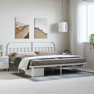 JINLEFU Metal Bed Frame without Mattress with Headboard White 193x203cm vidaXL JINLEFU Metal Bed Frame without Mattress with Headboard White 193x203cm vidaXL