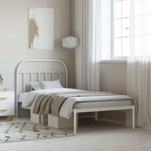 JINLEFU Metal Bed Frame without Mattress with Headboard White 107x203cm vidaXL JINLEFU Metal Bed Frame without Mattress with Headboard White 107x203cm vidaXL