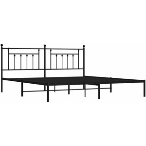 JINLEFU Metal Bed Frame without Mattress with Headboard Black 193x203cm vidaXL JINLEFU Metal Bed Frame without Mattress with Headboard Black 193x203cm vidaXL
