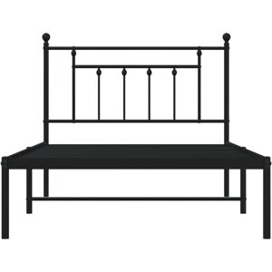 JINLEFU Metal Bed Frame without Mattress with Headboard Black 107x203cm vidaXL JINLEFU Metal Bed Frame without Mattress with Headboard Black 107x203cm vidaXL