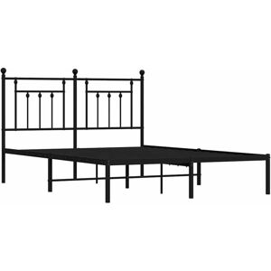 JINLEFU Metal Bed Frame without Mattress with Headboard Black 150x200cm vidaXL JINLEFU Metal Bed Frame without Mattress with Headboard Black 150x200cm vidaXL