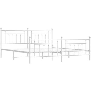 vidaXL Metal Bed Frame 200x200cm - White - Bed Type vidaXL Metal Bed Frame 200x200cm - White - Bed Type