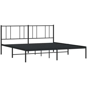 JINLEFU Metal Bed Frame without Mattress with Headboard Black 183x213cm vidaXL JINLEFU Metal Bed Frame without Mattress with Headboard Black 183x213cm vidaXL