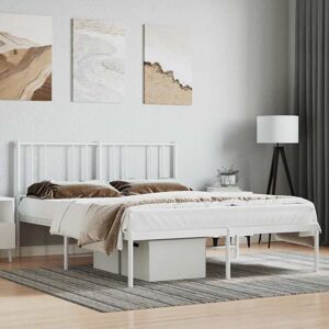 JINLEFU Metal Bed Frame without Mattress with Headboard White 120x200cm vidaXL JINLEFU Metal Bed Frame without Mattress with Headboard White 120x200cm vidaXL