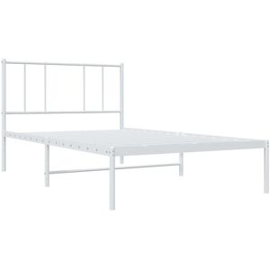 JINLEFU Metal Bed Frame without Mattress with Headboard White 90x190cm vidaXL JINLEFU Metal Bed Frame without Mattress with Headboard White 90x190cm vidaXL