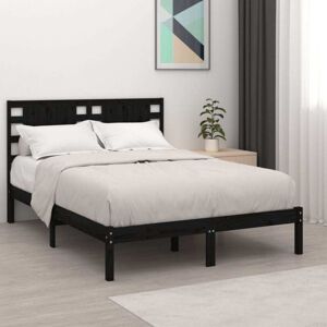 Bed Frame without Mattress Black 140x190 cm Solid Wood Pine Vidaxl Bed Frame without Mattress Black 140x190 cm Solid Wood Pine Vidaxl