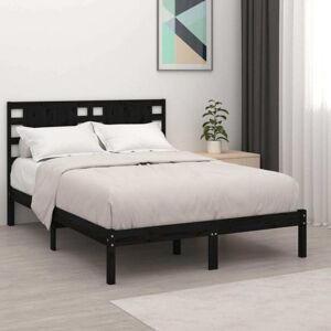 Bed Frame without Mattress Black 200x200 cm Solid Wood Pine vidaXL Bed Frame without Mattress Black 200x200 cm Solid Wood Pine vidaXL