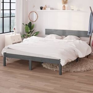 Bed Frame without Mattress Grey Solid Wood Pine King Size Vidaxl Bed Frame without Mattress Grey Solid Wood Pine King Size Vidaxl