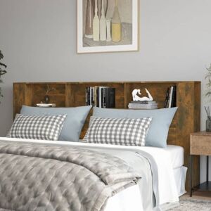 JINLEFU Headboard Cabinet Smoked Oak 220x18.5x104.5 cm vidaXL JINLEFU Headboard Cabinet Smoked Oak 220x18.5x104.5 cm vidaXL