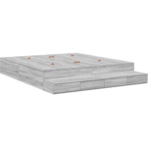 Storage Bed Frame with Drawer Grey sonoma 236.5 x 180 x 31.5 cm Vidaxl Storage Bed Frame with Drawer Grey sonoma 236.5 x 180 x 31.5 cm Vidaxl